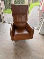 Leren Relaxstoel met Stalen Poot - Uitklapbaar, Huis en Inrichting, Fauteuils, Ophalen, Gebruikt, Leer, 75 tot 100 cm