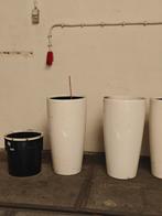 Set van 4 kunst stof planten potten wit 40x75cm, Ophalen, Kunststof, Gebruikt, 40 cm of meer