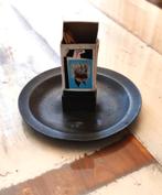 Asbak en luciferdoosje houder van tin Met keur, Ophalen of Verzenden