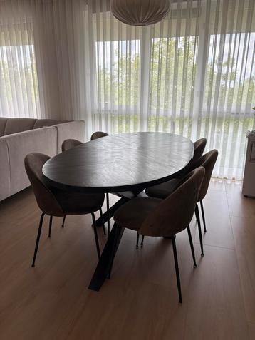 Eettafel ovaal visgraat met 6 Stoelen beschikbaar voor biedingen