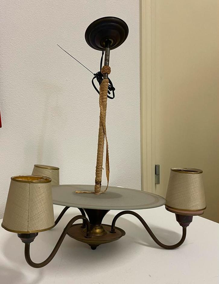 Plafondlamp, Huis en Inrichting, Lampen | Hanglampen, Gebruikt, 50 tot 75 cm, Glas, Ophalen