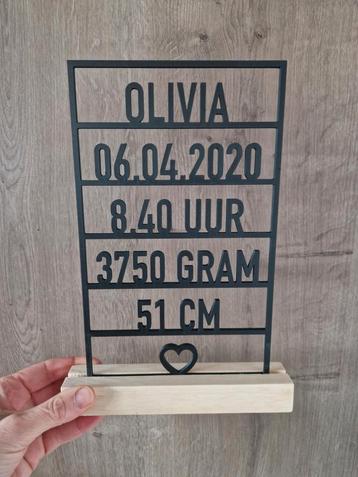 Gepersonaliseerd 3D Geprint Geboortekader beschikbaar voor biedingen
