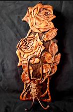 Houten wandhanger 'Rozen', Antiek en Kunst, Antiek | Woonaccessoires, Ophalen of Verzenden