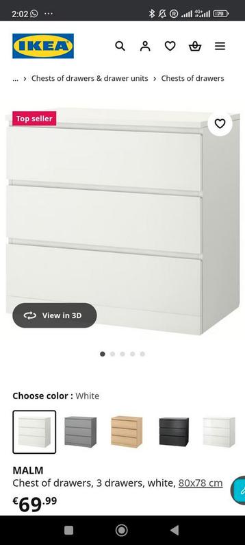 ikea Malm ladekast drawers white