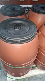 Oranje / bruine vaten van 240 liter met draaideksel., 40 tot 60 cm, 50 tot 75 cm, Bak of Kist, Ophalen of Verzenden