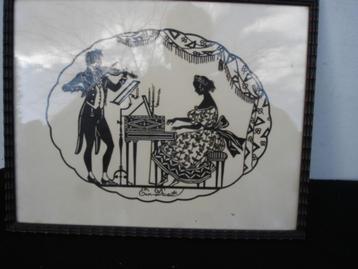 Antiek silhouet "Ein Duett" papierknipkunst Lotte Gützlaff beschikbaar voor biedingen