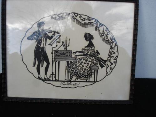 Antiek silhouet "Ein Duett" papierknipkunst Lotte Gützlaff, Antiek en Kunst, Kunst | Overige Kunst, Ophalen of Verzenden