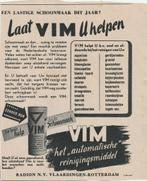 Retro reclame 1941 Vim oorlogstijd lastig dit jaar, Verzamelen, Ophalen of Verzenden, Overige typen