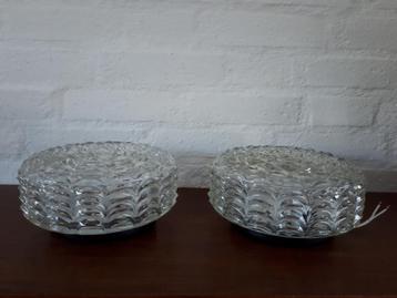 Vintage retro plafonniere plafondlamp wandlamp glas jaren 60 beschikbaar voor biedingen