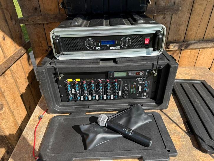 Denon Pro/ JBL JRX /Shure SLX4-SM58A/eindversterker pro set, Muziek en Instrumenten, Versterkers | Keyboard, Monitor en PA, Gebruikt