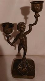 Bronzen Kandelaar met Cherubijn, Ophalen of Verzenden, Koper of Brons