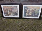schilderij / tekening jachtluipaard, 2 stuks, Ophalen, Minder dan 50 cm, Zo goed als nieuw, Schilderij