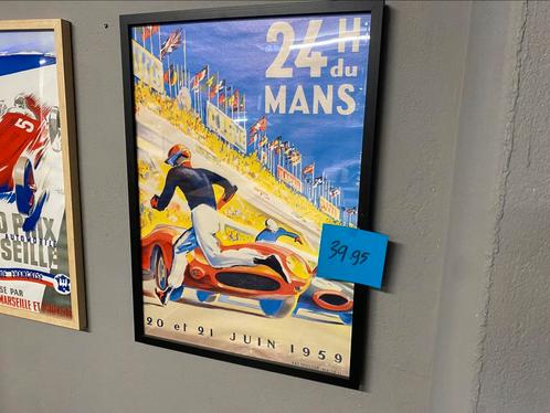 Poster 24h 1959 le mans 50x70 geprint op canvas ingelijst, Verzamelen, Posters, Zo goed als nieuw, Rechthoekig Staand, Ophalen