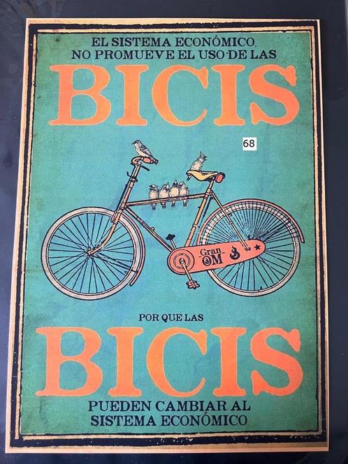 fiets poster, Verzamelen, Posters, Zo goed als nieuw, Overige onderwerpen, A1 t/m A3, Rechthoekig Staand, Canvas of Doek, Ophalen of Verzenden