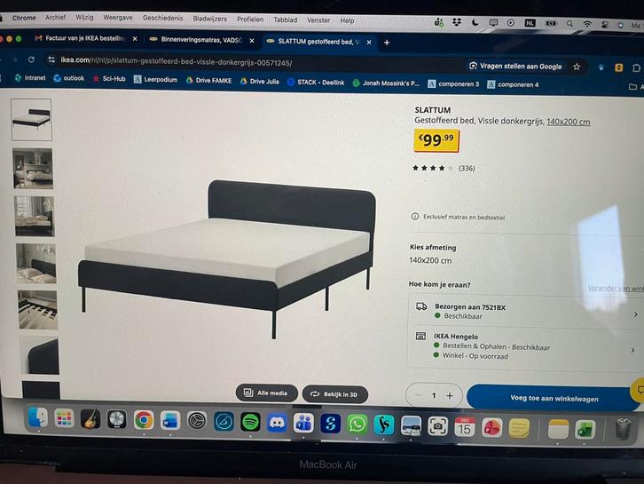 Ikea bedframe met matras, Huis en Inrichting, Slaapkamer | Bedden, Gebruikt, Tweepersoons, 140 cm, 200 cm, Hout, Zwart, Ophalen
