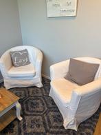 GRATIS voor chips en aardbeien: Witte fauteuils prima staat, Huis en Inrichting, Fauteuils, Ophalen, Gebruikt, Minder dan 75 cm