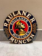 Mancave Bar Café Wanddecoratie metalen bordje Paulaner bier, Ophalen of Verzenden, Zo goed als nieuw, Reclamebord