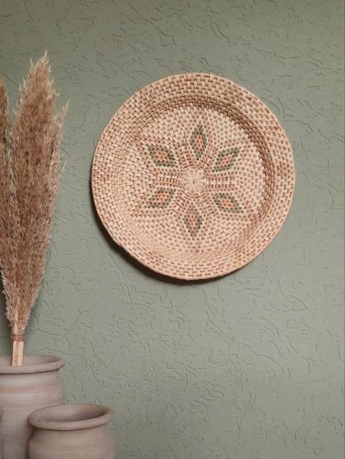 Groot rotan wandbord/ schaal / dienblad, Huis en Inrichting, Woonaccessoires | Wanddecoraties, Zo goed als nieuw, Ophalen of Verzenden