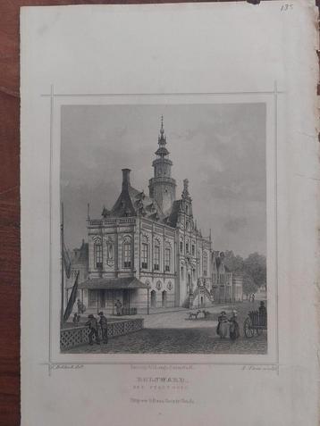 135 / Bolsward - staalgravure van Terwen uit 1860 beschikbaar voor biedingen