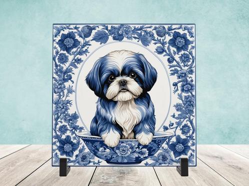 Shih-Tzu Delfts Blauw tegel incl voet, Huis en Inrichting, Woonaccessoires | Overige, Nieuw, Ophalen of Verzenden