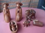 Massief houten kerstbeeldjes 5 delig kersttafereel kerst, Ophalen of Verzenden, Nieuw