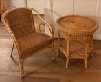 Rotan set: stoel met tafeltje, Ophalen, Gebruikt, Bruin, Riet of Rotan