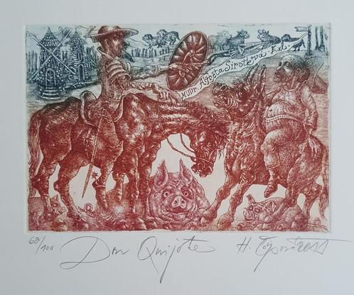 Exlibris /Ex libris H. Capova, Don Quichot, Antiek en Kunst, Kunst | Etsen en Gravures, Verzenden