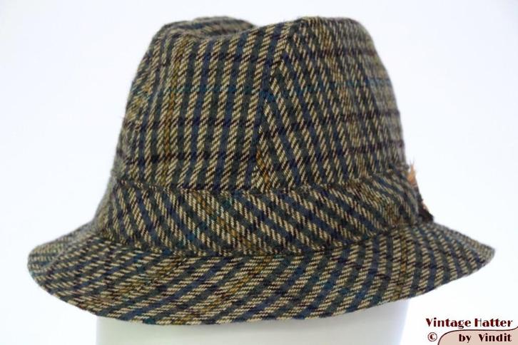 Vintage Vissershoed grijs en blauw tweed 55 = S-XS baantjer, Kleding | Heren, Hoeden en Petten, Gedragen, Hoed, 57 cm (M, 7⅛ inch) of minder