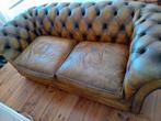 Chesterfield leren bank in aparte kleurstelling(goubruin), Ophalen of Verzenden, Zo goed als nieuw, Leer