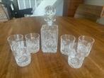 Kristallen whiskey karaf met 6 glazen - kristal met ster, Antiek en Kunst, Ophalen