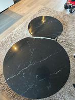 Ronde marmeren salontafel set – Nero Marquina (zwart), Ophalen, 50 tot 100 cm, Rond, 50 tot 100 cm