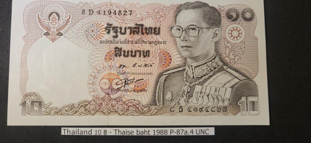 Thailand 10 Baht  1988 P87a.4 UNC, Postzegels en Munten, Bankbiljetten | Azië, Ophalen of Verzenden, Zuidoost-Azië, Los biljet
