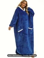 Marineblauwe hoodie deken lengte 150 cm met teddy vulling, Verzenden, Nieuw