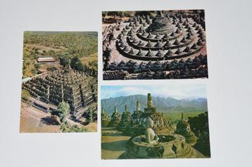 3 Ansichtkaarten Borobordur tempel Indonesië beschikbaar voor biedingen