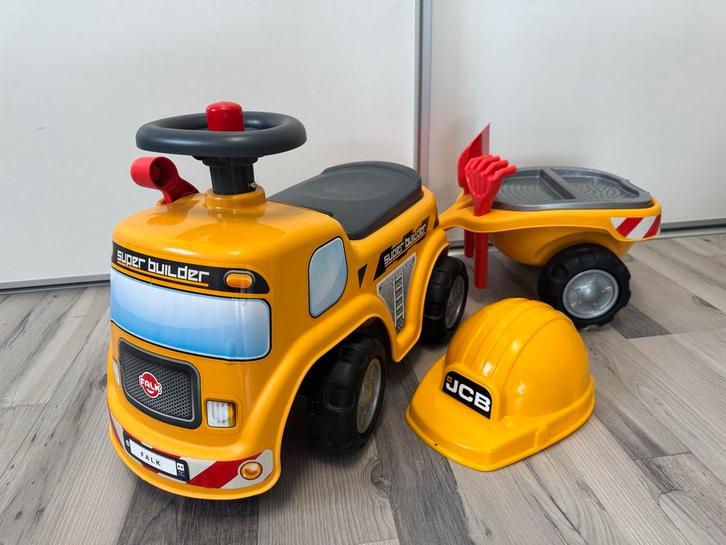 Falk Super Builder Loopauto met Aanhanger en Helm, Kinderen en Baby's, Speelgoed | Buiten | Voertuigen en Loopfietsen, Nieuw, Loopvoertuig