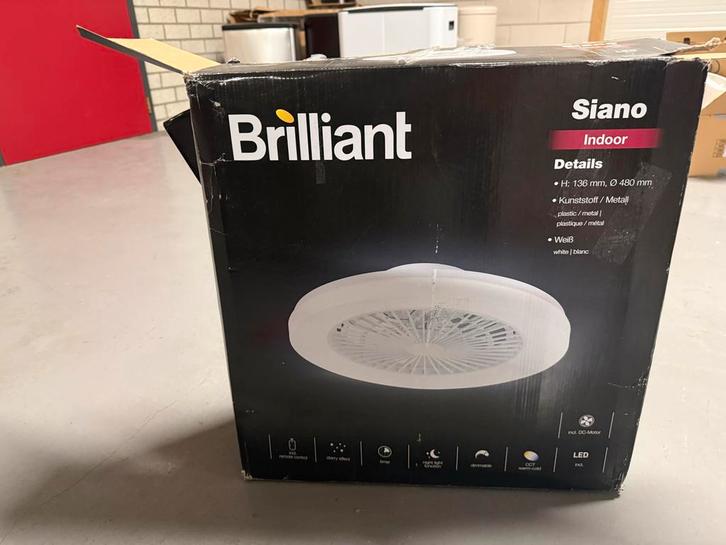 Brilliant Siano LED Plafondventilator - Nieuw!, Huis en Inrichting, Lampen | Losse lampen, Nieuw, Led-lamp, 30 tot 60 watt, Overige fittingen