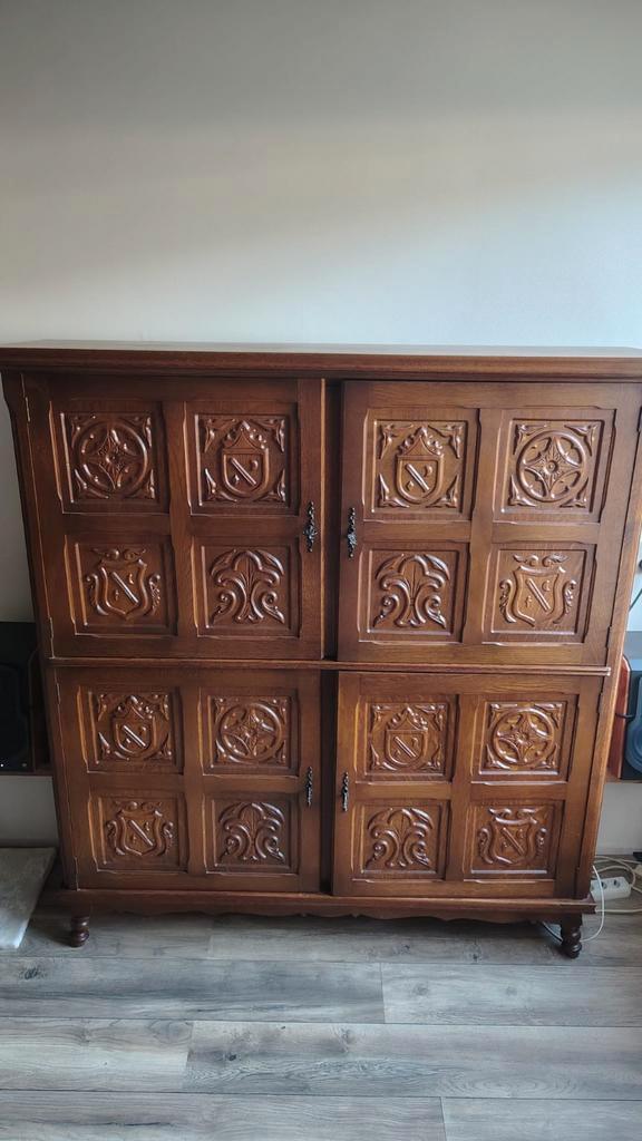 Unieke vintage houten tv kast, Antiek en Kunst, Antiek | Meubels | Kasten, Ophalen