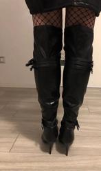 Stretch lederlook overknee laarzen, Hoge laarzen, Verzenden, Zwart, Nieuw