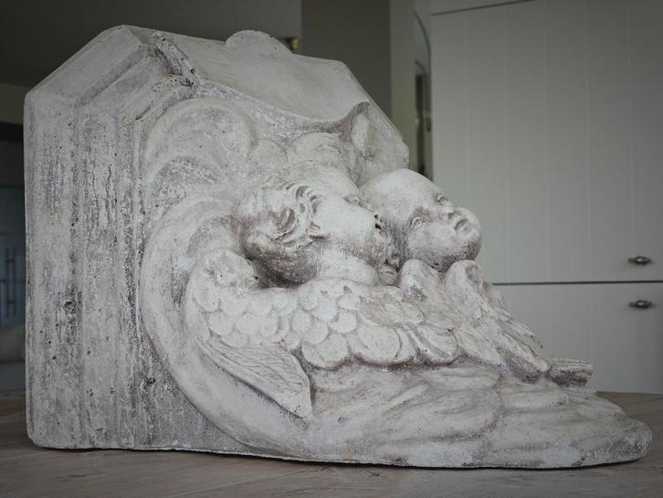 Antiek Engelen Console groot beeld twee engeltjes, engelen., Antiek en Kunst, Kunst | Beelden en Houtsnijwerken, Ophalen of Verzenden