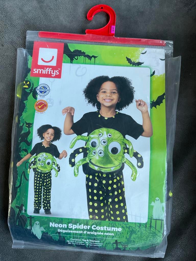Smiffys Neon Spider Carnavalspak - 3/4/5 jaar - Nieuw, Kinderen en Baby's, Carnavalskleding en Verkleedspullen, Ophalen of Verzenden