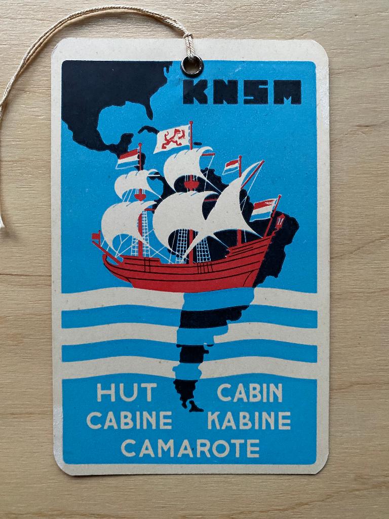 scheepvaart , bagagelabel KNSM, Ophalen of Verzenden, Zo goed als nieuw, Motorboot, Gebruiksvoorwerp