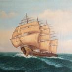 Schilderij zeilschip driemaster verf op doek, ., Ophalen of Verzenden, Zo goed als nieuw, .