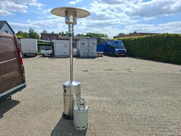 zgan rvs terrasverwarmer met bijna volle gasfles beschikbaar voor biedingen