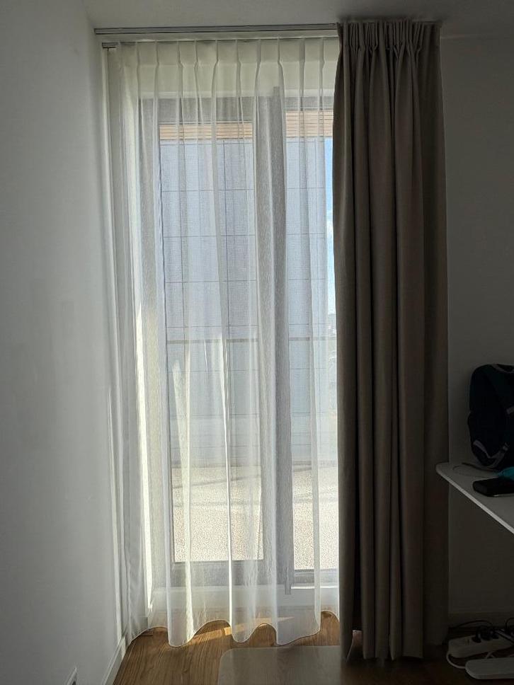 Double Curtain Set with Rails, Huis en Inrichting, Stoffering | Gordijnen en Lamellen, Zo goed als nieuw, 200 cm of meer, 100 tot 150 cm