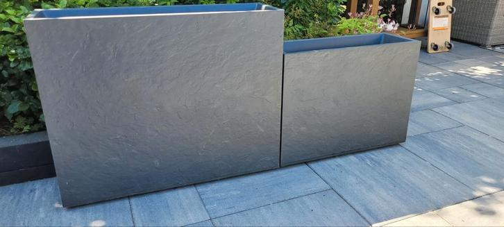 Kunststof plantenbakken. Antraciet 80 en 60 hoog, Tuin en Terras, Bloembakken en Plantenbakken, Zo goed als nieuw, Kunststof, Balkon