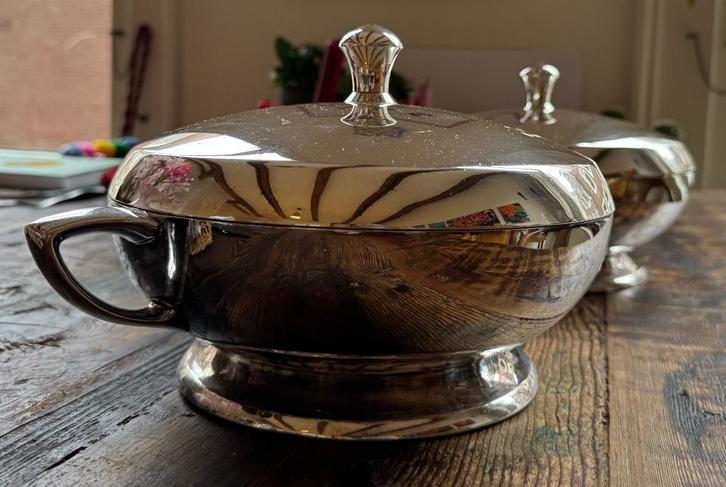 Vintage Krupp Berndorf serveerschalen - 2 stuks, Antiek en Kunst, Antiek | Goud en Zilver, Zilver, Ophalen