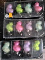 Glazen ornamenten paddestoelen en vogel/ eend, Ophalen