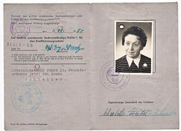 Rijbewijs Duitsland 1958 Mw. Schneider (niet ongeldig gem.)  beschikbaar voor biedingen