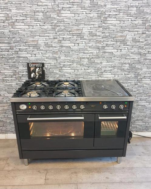 Prachtige Antraciet Boretti Fornuis 120 cm (Gratis bezorgen), Witgoed en Apparatuur, Fornuizen, Zo goed als nieuw, Vrijstaand