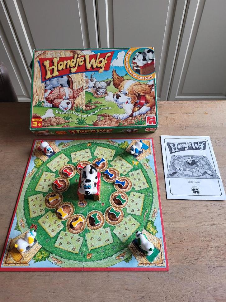spel Hondje waf vintage!, Hobby en Vrije tijd, Gezelschapsspellen | Bordspellen, Gebruikt, Een of twee spelers, Drie of vier spelers
